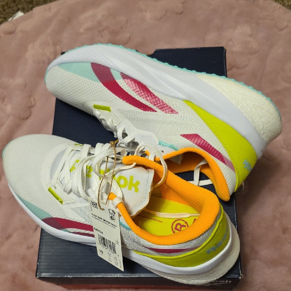 Reebok Women's White, Yellow, and Pink Athletic Shoes